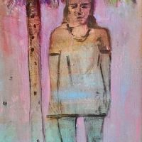 Shahram Karimi/Under the tree (2021)/Mixed media on Canvas/157x90 cm