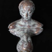 Nastaran Safaei | Self Portrait | Bronze with white patina (Sculpture) | 55x48x40 cm | 2018 | 420,000,000 T